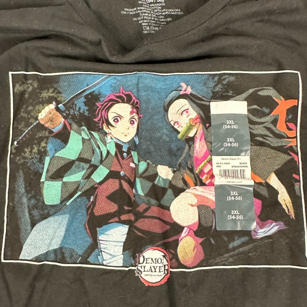 Demon Slayer Anime Graphic Tee 3XL Black 100 Percent Cotton Officially Licensed